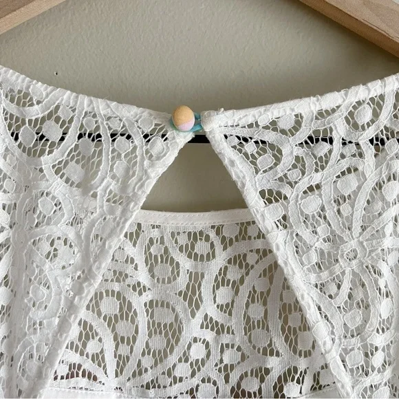 Lilly Pulitzer Morrison Lace Overlay Sleeveless Dress Cutout Back Pink Blue Sz 8 - Picture 11 of 14